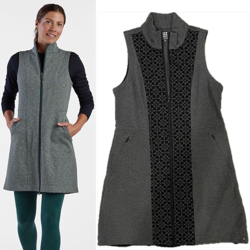 Title Nine Passport Dress Tunic Vest Black Gray Sleeveless Mock Neck Size M